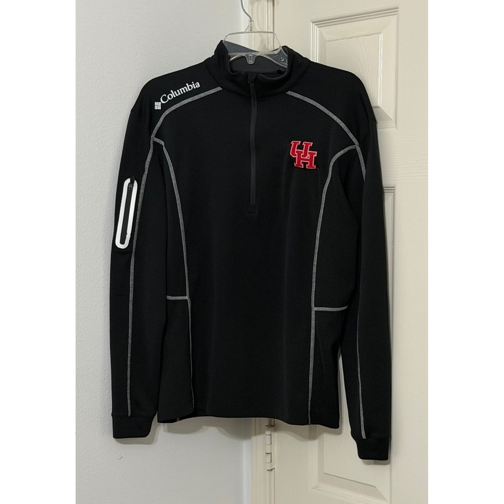 Columbia Golf Mens sz M Houston Cougars Omni-Wick Shotgun 1/4 Zip Pullover Black